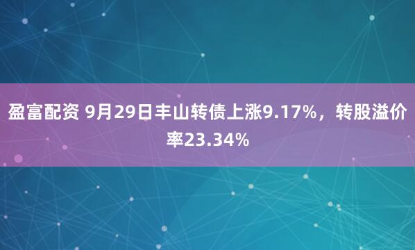 盈富配资 9月29日丰山转债上涨9.17%，转股溢价率23.34%