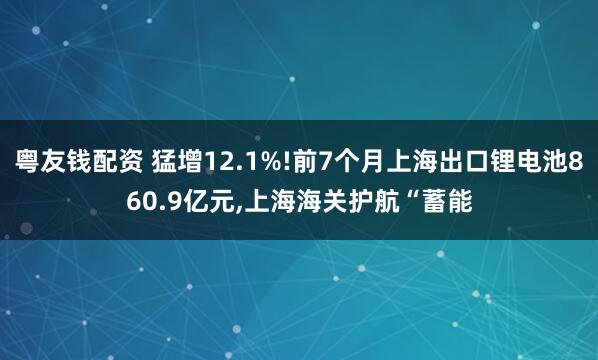 粤友钱配资 猛增12.1%!前7个月上海出口锂电池860.9亿元,上海海关护航“蓄能